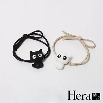 【Hera赫拉】可愛黑白大眼貓元氣少女髮圈 H113030502 兩入組 黑色+白色