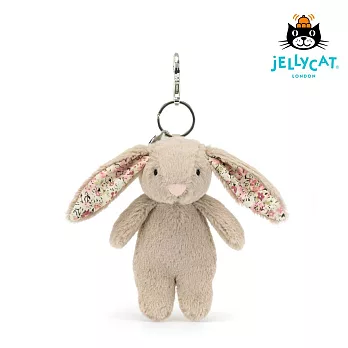 英國 JELLYCAT 鑰匙圈/吊飾 Blossom Beige Bunny Bag Charm 拿鐵灰碎花兔