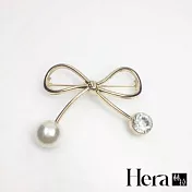 【Hera赫拉】百搭珍珠蝴蝶領結裝飾扣/胸針(2入一組) 金色