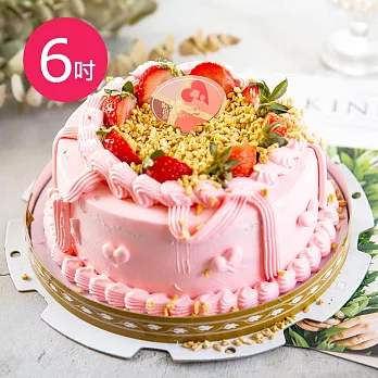 樂活e棧-母親節造型蛋糕-粉紅華爾滋蛋糕6吋1顆(母親節 蛋糕 手作 水果)  水果x布丁