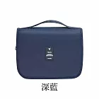 【E.dot】可掛式旅行多層化妝包 -2入組 藍色