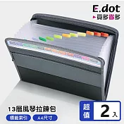 【E.dot】13層風琴A4拉鍊資料包 -2入組