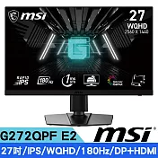 MSI 微星 G272QPF E2 IPS平面電競螢幕(1ms/180Hz/Adaptive-Sync)