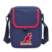 KANGOL - 英國袋鼠撞色刺繡絨毛logo側背包-共2色 深藍