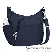 【Travelon 美國防盜包】簡約經典素面防割保護網休閒旅遊側背包TL-42757 深藍