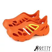 【Pretty】男 女大尺碼 洞洞鞋 雨鞋 防水鞋 輕量 厚底 EU40 橙色