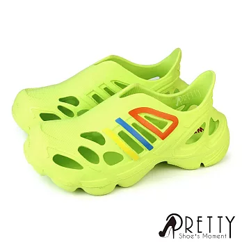 【Pretty】男 女大尺碼 洞洞鞋 雨鞋 防水鞋 輕量 厚底 EU39 綠色