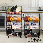 【Life+】日式簡約鏤空多功能移動式四層落地廚房水果蔬菜置物架/收納推車/置物架