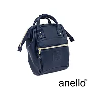 anello 新版2代輕質皮革經典口金迷你後背包 Mini size- 深藍