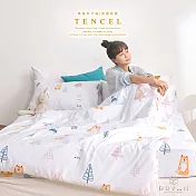 【DUYAN 竹漾】奧地利天絲雙人加大床包涼被四件組 / 向陽花貍 台灣製