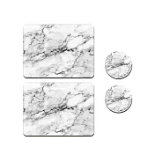 JOJOGO 硅藻泥多用途瀝水桌杯墊四件組 白大理石紋風 白大理石紋
