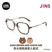 JINS|LINE FRIENDS系列眼鏡-熊大與熊美款式(URF-24S-040) 木紋棕x金