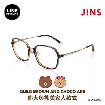 JINS｜LINE FRIENDS系列眼鏡-熊大與熊美款式(URF-24S-040) 木紋棕x金
