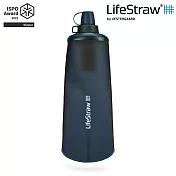 LifeStraw Peak 頂峰軟式水瓶 1L｜深藍 (ISPO Award 過濾水瓶 可折疊擠壓 越野跑 登山健行 野外求生) 深藍
