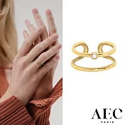 AEC PARIS 巴黎品牌 簡約粉鑽戒指 可調式雙層金色戒指 THIN RING MERCURE