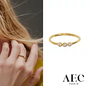 AEC PARIS 巴黎品牌 幸運3白鑽戒指 簡約金色戒指 THIN RING MEDITRINA 52