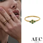 AEC PARIS 巴黎品牌 幸運草綠鑽戒指 簡約金色戒指 THIN RING ORITHYE 52
