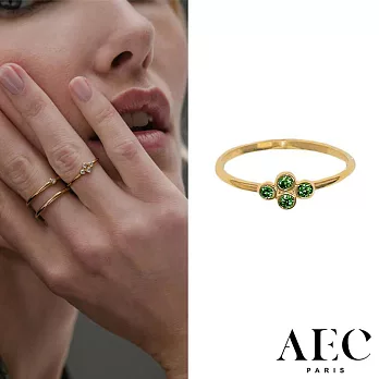 AEC PARIS 巴黎品牌 幸運草綠鑽戒指 簡約金色戒指 THIN RING ORITHYE 52