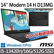 msi微星 Modern 14 H D13MG-019TW 14吋 商務筆電 (i5-13420H/16G/512G SSD/Win11Pro/黑)