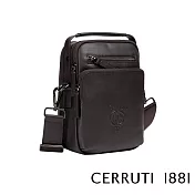 【Cerruti 1881】限量2折 義大利頂級小牛皮側背包肩背包 全新專櫃展示品(咖啡色 CEBO05148M)