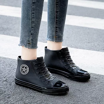 【Amoscova】女短筒雨鞋 韓版時尚夏季雨鞋 晴雨靴 女鞋 (1609) EU36 黑色
