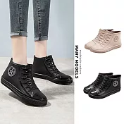 【Amoscova】女短筒雨鞋 韓版時尚夏季雨鞋 晴雨靴 女鞋 (1609) EU40 黑色