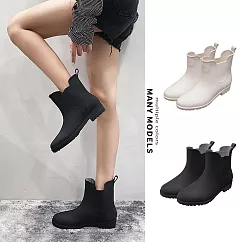 【Amoscova】女短筒雨鞋 韓版雨天膠鞋 素面短雨靴 晴雨鞋 女鞋(1610) EU39 黑色