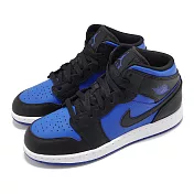 Nike 休閒鞋 Air Jordan 1 Mid GS Royal Blue 大童 女鞋 黑 藍 AJ1 DQ8423-042