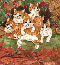 【玲廊滿藝】桂桑比illustration-橘貓的秋-滿滿系列30x30cm