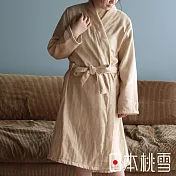 【日本桃雪】異素材紗質輕柔瞬吸浴袍/睡袍(多色任選- 奶油米) | 鈴木太太公司貨