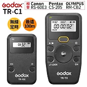 Godox神牛Canon副廠無線定時快門線遙控器TR-C1(相容佳能原廠RS-60E3;亦適Pentax CS-205/OM SYSTEM RM-CB2/Samsung)