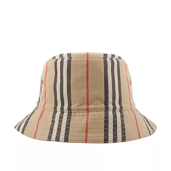 BURBERRY 經典條紋棉質雙面可用漁夫帽 (M)(米色)