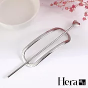 【Hera 赫拉】韓版簡約橢圓造型愛心髮叉/髮簪 銀色