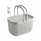 【E.dot】日式網格底部瀝水手提沐浴籃 -2入組 灰色