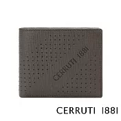 【Cerruti 1881】限量2折 義大利頂級小牛皮十字紋6卡短夾 全新專櫃展示品(灰色 CEPU05919M)