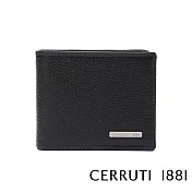 【Cerruti 1881】限量2折 義大利頂級小牛皮9卡透明窗短夾 全新專櫃展示品(黑色 CEPU05988M)