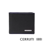 【Cerruti 1881】限量2折 義大利頂級小牛皮4卡零錢袋短夾 全新專櫃展示品(黑色 CEPU05990M)