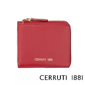 【Cerruti 1881】限量2折 義大利頂級小牛皮零錢包 全新專櫃展示品(紅色 CEPD06163M)