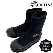 ADISI 長筒防滑鞋【黑色/短橡膠片】AS24010 (18~22) 18cm 黑色