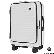 【LAMADA】24吋極簡漫遊系列前開式旅行箱/行李箱(白) 24吋 奶霜白