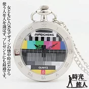 【時光旅人】復古電視機造型翻蓋懷錶附長鍊