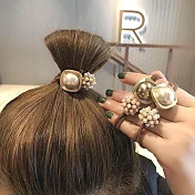 【Hera 赫拉】簡約奢華韓國流行珍珠髮飾/髮圈-2色 咖啡色珠