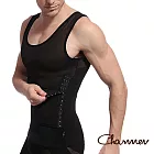 【Charmen】高機能三段調整型背心 男性塑身衣M(黑色)