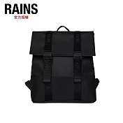 RAINS Trail MSN Bag LOGO織帶防水雙扣環後背包(13770) Black