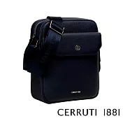 【Cerruti 1881】限量2折 義大利頂級小牛皮側背包肩背包 全新專櫃展示品(黑色 CEBO06478M)