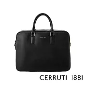 【Cerruti 1881】限量2折 義大利頂級小牛皮公事包/斜背包 全新專櫃展示品(黑色 CECA06486M)