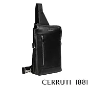 【Cerruti 1881】限量2折 義大利頂級小牛皮斜肩包 全新專櫃展示品(黑色 CEBO06557M)