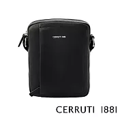 【Cerruti 1881】限量2折 義大利頂級小牛皮側背包肩背包 全新專櫃展示品(黑色 CEBO06578M)