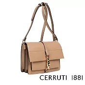 【Cerruti 1881】限量2折 義大利頂級側背包肩背包 全新專櫃展示品(奶茶色 CEBA06623P)