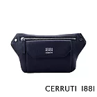 【Cerruti 1881】限量2折 義大利頂級小牛皮胸包腰包 全新專櫃展示品(深藍色 CEBO06622M)